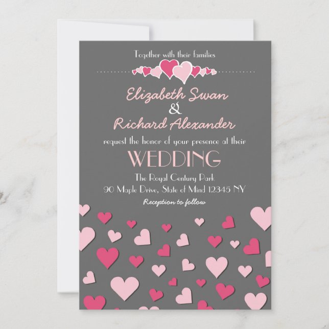 Pink Grey Love Modern and Chic Wedding Invitation (Front)