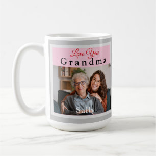 Pink & Grey Love You Grandma Photo Mug