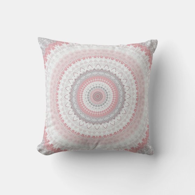 Pink Grey Mandala Cushion (Front)