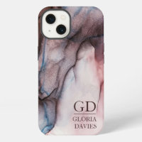 Pink Grey Marble Abstract Monogram Personalised