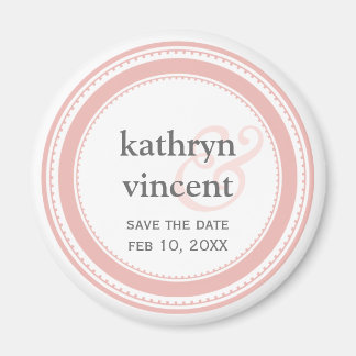 Pink grey medallion ampersand circle save the date magnet