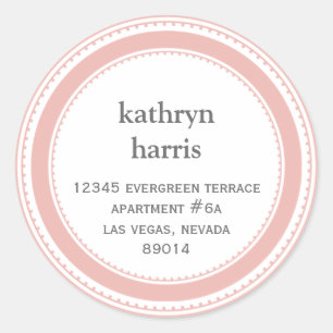 Pink grey medallion modern circle address label