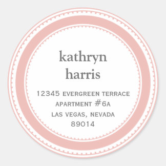 Pink grey medallion modern circle address label