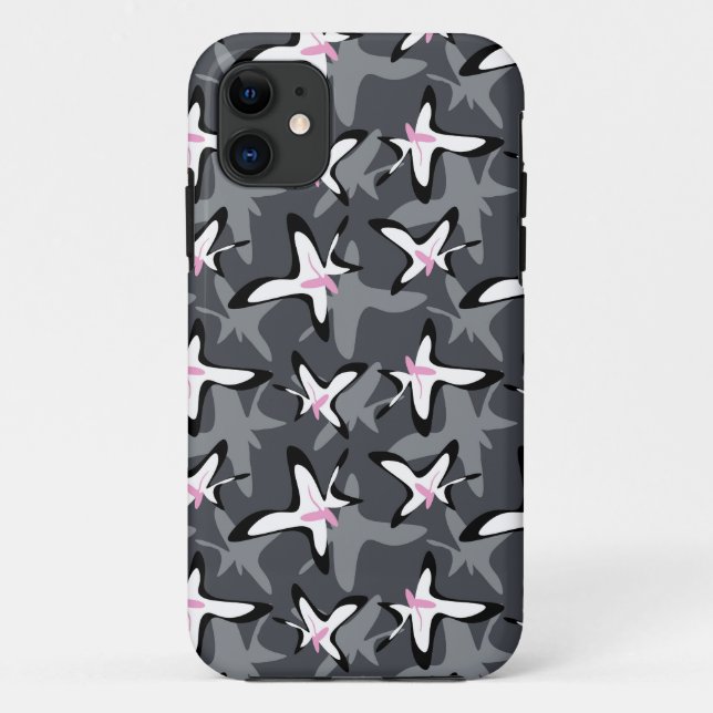 Pink grey modern abstract flowers Case-Mate iPhone case (Back)