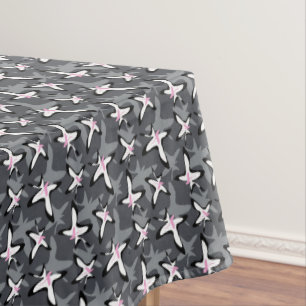 Pink grey modern abstract flowers tablecloth