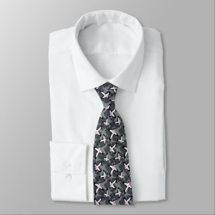 Pink grey modern abstract flowers tie