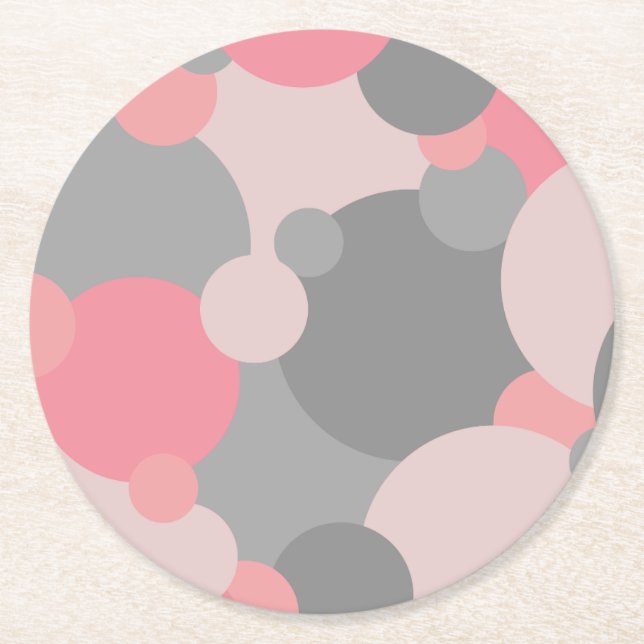 Pink-grey molecules paper coaster (Front)