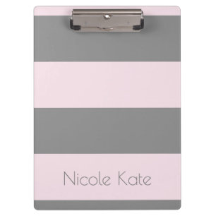 Pink Grey Monogram Clipboard