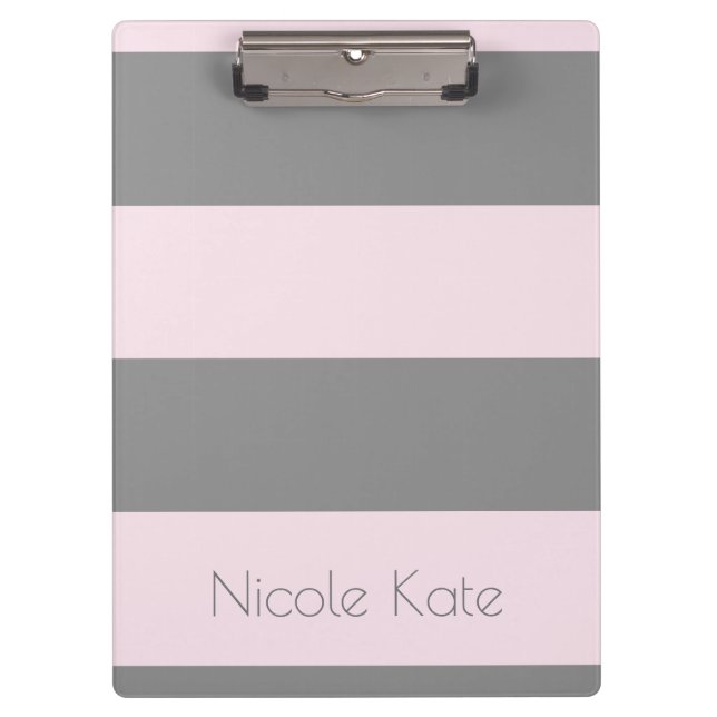 Pink Grey Monogram Clipboard (Front)