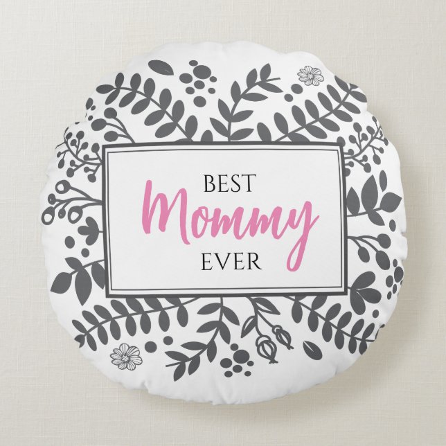 Pink Grey Mother Mummy Mothers Day Gift Pillow (Front)