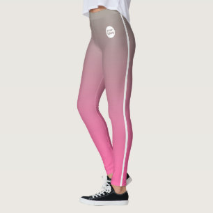 Pink Grey Ombre Gradient Custom Business Logo  Leggings
