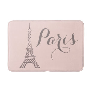 Pink Grey Paris Eiffel Tower Bath Mat