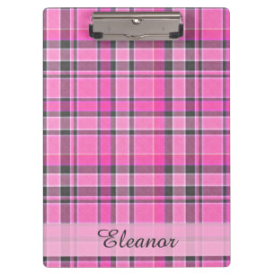Pink Grey Plaid Tartan Clipboard