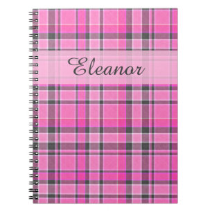 Pink Grey Plaid Tartan Notebook