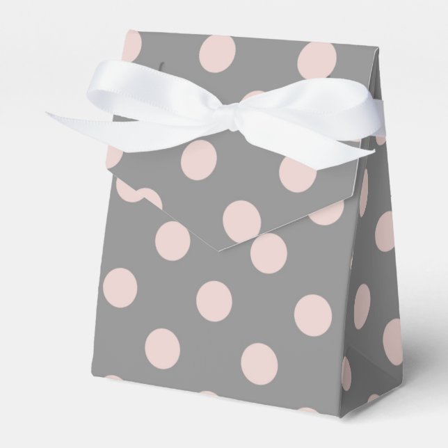Pink & Grey Polka Dots Birthday Party Favour Box (Front Side)