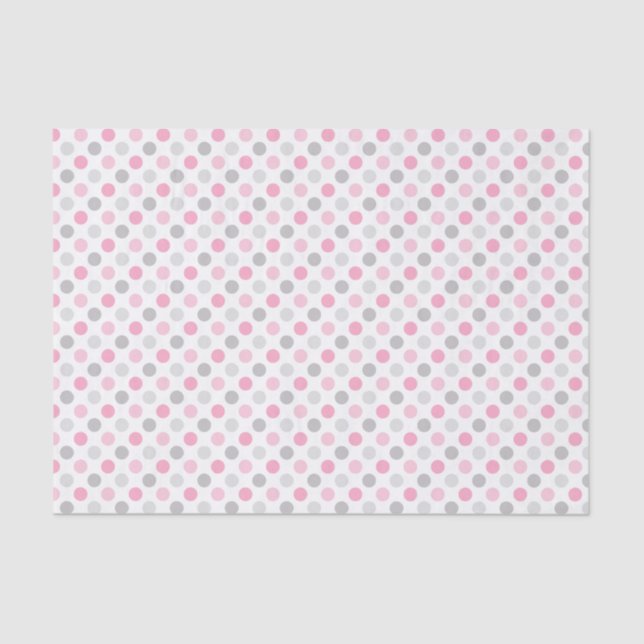 Pink Grey Polka Dots Tissue Paper (Front)