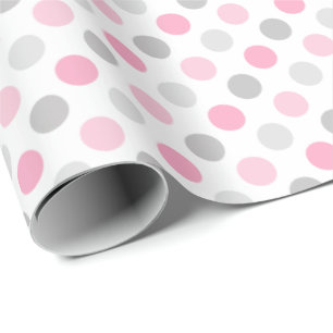 Pink Grey Polka Dots Wrapping Paper