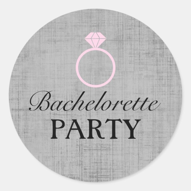 Pink & Grey Ring Design Bachelorette Party Sticker (Front)