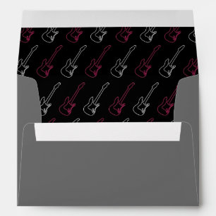 Pink & Grey Rock 'n' Roll Music Themed Wedding Envelopes