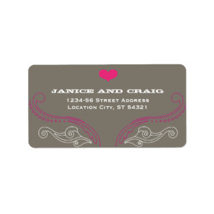 Pink & Grey Rock 'n' Roll Music Themed Wedding Label