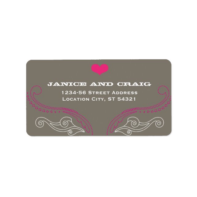 Pink & Grey Rock 'n' Roll Music Themed Wedding Label (Front)