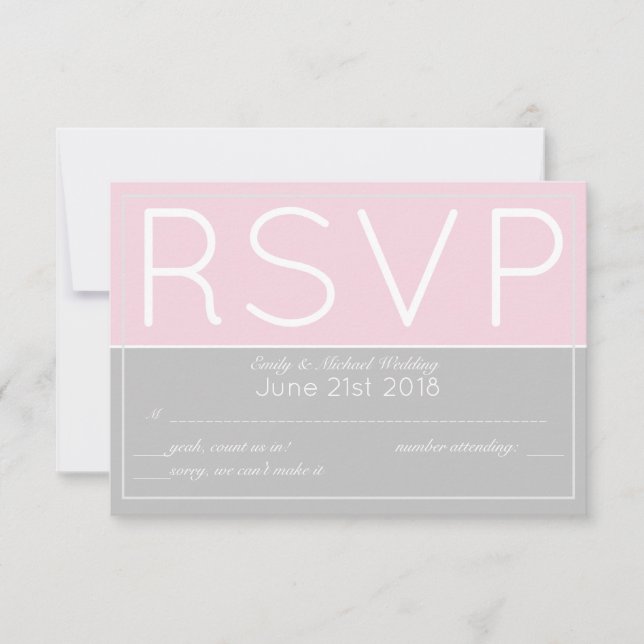 Pink Grey RSVP Modern with Menu Selections (Front)