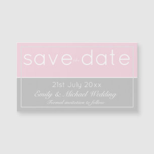 Pink Grey Save The Date Magnetic Wedding