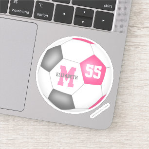 Pink grey soccer ball girls personalised