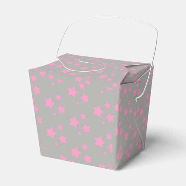 Pink Grey Stars Modern design Favour Box (Front Side)