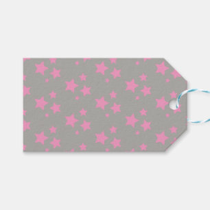 Pink Grey Stars Modern design Gift Tags