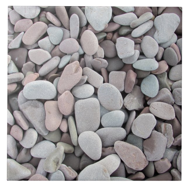 Pink Grey Stones Pebbles Texture Tile (Front)