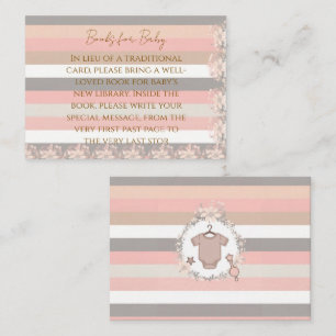 Pink Grey Stripes Books for Baby  Card