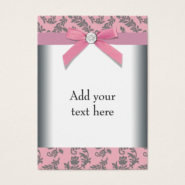 Pink Grey Swirl Damask Multi Purpose Card (Front)