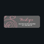 Pink Grey Swirl Thank You Sticker for Wedding<br><div class="desc">Beautifully designed thank you sticker label decorated with classic pink swirl and curl pattern. Say thank you to your guests in style with this wedding favour sticker. Customise the wording for any special occasion like bridal shower,  baby shower,  birthday and more.</div>
