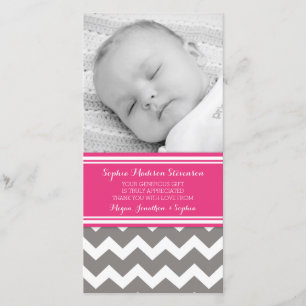 Pink Grey Thank You Baby Shower Photo Cards
