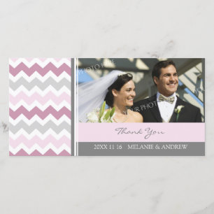 Pink Grey Thank You Wedding Photo Cards