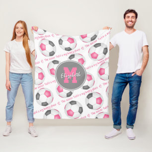 pink grey The soccer field is my happy place Fleece Blanket