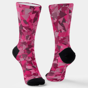 Pink Grey Triangle Pattern Socks