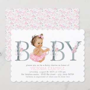 Pink Grey Tutu Baby Shower Invitations