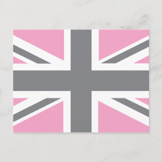 Pink Grey Union Jack British(UK) Flag Postcard