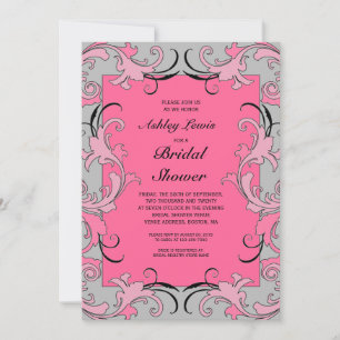 Pink Grey Victorian Bridal Shower Invitation