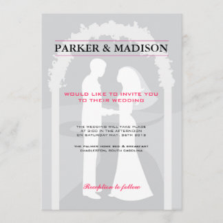 Pink & Grey Vows Invitation
