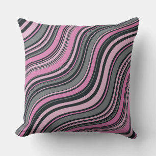 Pink Grey Wave Line Graphic Cushion