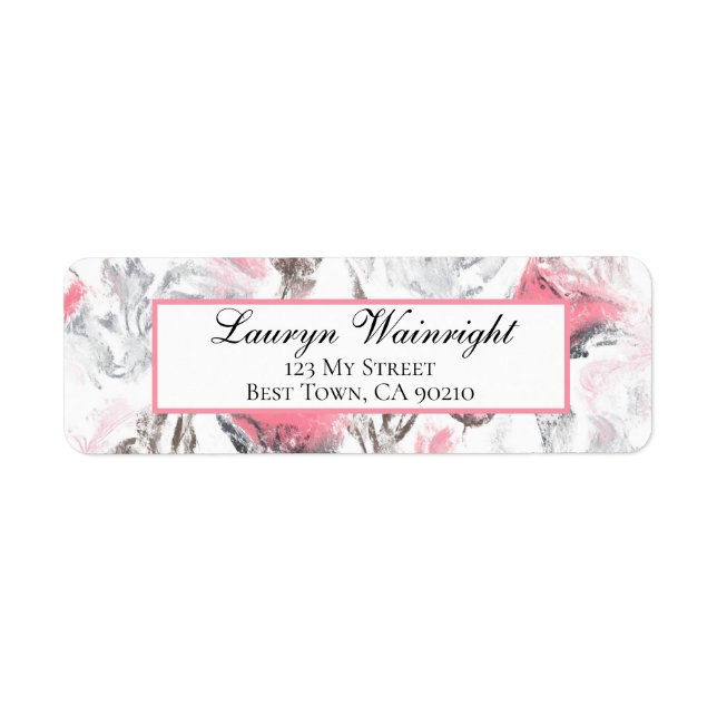 Pink Grey White Abstract Floral Personalised (Front)
