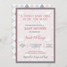 Pink Grey White Baby Lambs Leaping Baby Shower