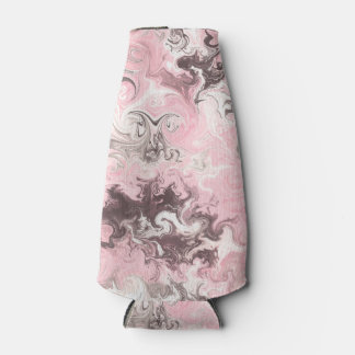 Pink grey white camo bottle cooler