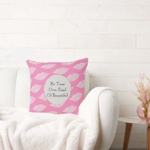 Pink Grey White Diamond Lips Cushion