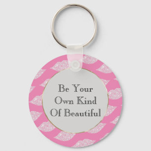 Pink Grey White Diamond Lips Key Ring