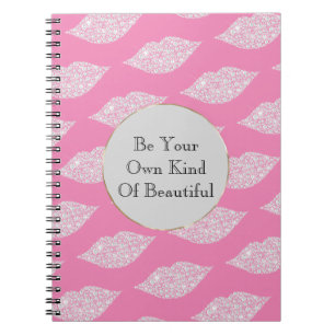 Pink Grey White Diamond Lips Notebook