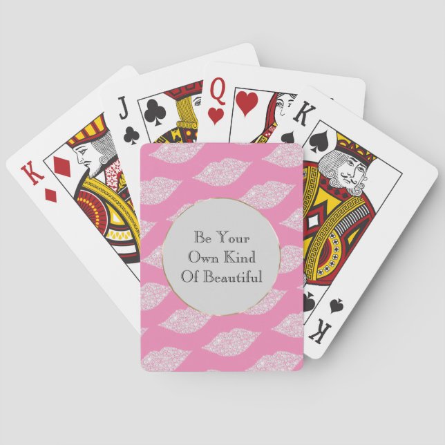 Pink Grey White Diamond Lips Playing Cards (Back)